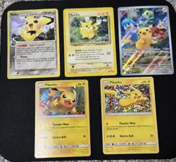 Lot of -4 Pikachu - 1 Pichu Pokemon Cards - Delta- Legendary- SV- Sun&Moon- McD - Image 1