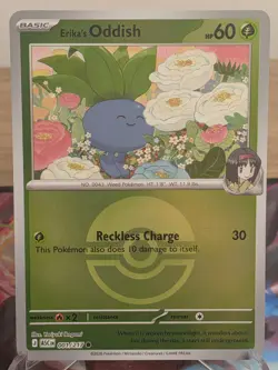 ERIKA'S ODDISH 001/217 COMMON ME: ASCENDED HEROES POKEMON POKE BALL HOLO NM - Image 1