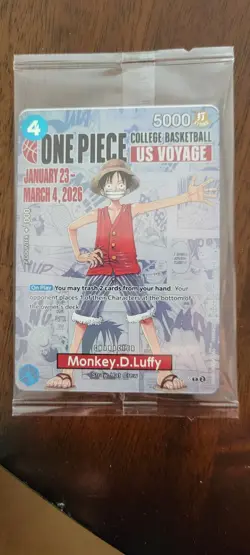 Rutgers US college basketball Bandai Namco One Piece Card Monkey.D.Luffy sealed - Image 1
