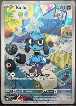 Pokemon Riolu TCG Card 215/198 Scarlet Violet Base Set Illustration Rare NM - Image 1
