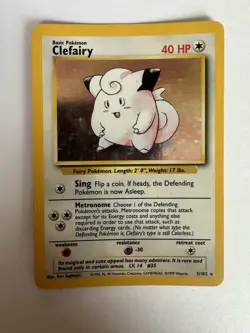 Pokemon TCG Clefairy Holo 5/102 Base Set Card 1999 Ken Sugimori - Image 1