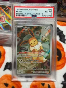 2025 POKEMON SVP EN-SV PRISMATIC EVOLUTIONS ETB PROMO #173 EEVEE PSA 8 - Image 3