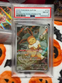2025 POKEMON SVP EN-SV PRISMATIC EVOLUTIONS ETB PROMO #173 EEVEE PSA 8 - Image 5