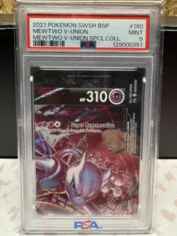 Pokemon tcg 2021 Swsh Black Star Promo Mewtwo V-Union #160 PSA 9 - Image 1
