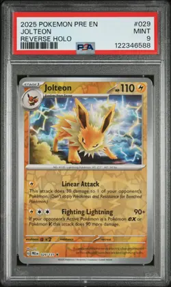 2025 POKEMON PRE EN-PRISMATIC EVOLUTIONS REVERSE HOLO #029 JOLTEON PSA 9 - Image 1