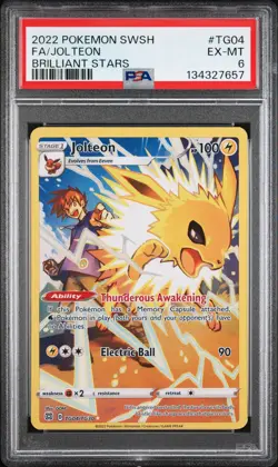 2022 POKEMON SWORD & SHIELD BRILLIANT STARS #TG04 FULL ART/JOLTEON PSA 6 - Image 1