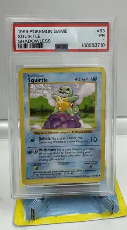 Squirtle 063/102 Base Set Shadowless PSA 1 Pokemon - Image 1