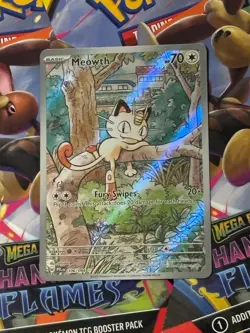 Meowth iR Full Art 106/094 Pokemon Phantasmal Flame Mint Mega Evolution + Ex - Image 2
