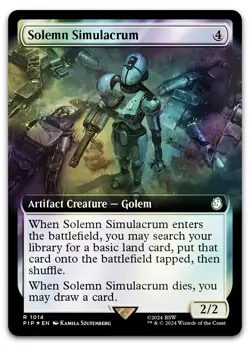 Solemn Simulacrum (Extended Art) (Surge Foil) #1014 (NM) Fallout PIP Magic MTG - Image 1