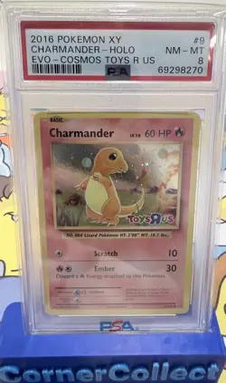 2016 POKEMON XY EVOLUTIONS COSMOS-TOYS R US #9 CHARMANDER-HOLO PSA 8 - Image 1