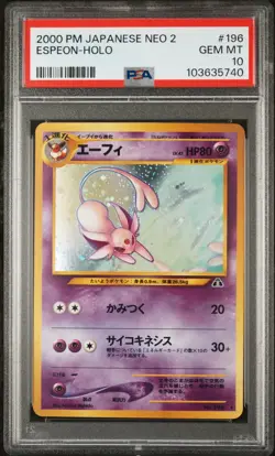 2000 POKEMON JPN NEO 2 #196 ESPEON-HOLO PSA 10 - Image 1