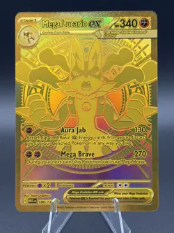 Mega Lucario ex 188/132 Me01: Mega Evolution Holo Pokemon Pokemon TCG Gold NM - Image 1