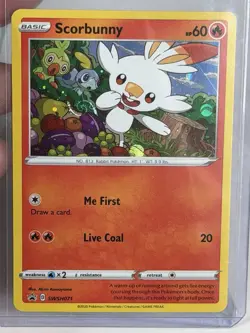 HD SWIRL 🌀 Scorbunny SWSH071 Black Star Promo Vivid Voltage Pokemon - Image 1