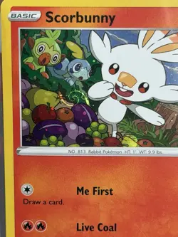 HD SWIRL 🌀 Scorbunny SWSH071 Black Star Promo Vivid Voltage Pokemon - Image 2