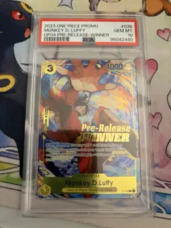 2023 One Piece Promo Monkey D. Luffy OP-04 Pre-Release Winner #036 PSA 10 - Image 1