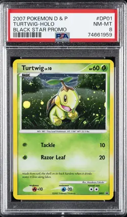 2007 POKEMON DIAMOND & PEARL BLACK STAR PROMO #DP01 TURTWIG-HOLO PSA 8 - Image 1