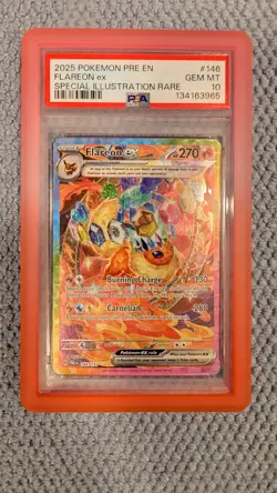 2025 POKEMON PRE SPECIAL ILLUSTRATION RARE #146 FLAREON EX PSA 10 - Image 1