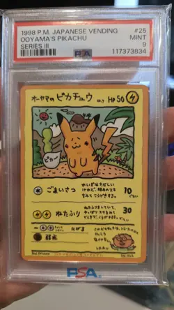 OOYAMA'S PIKACHU PSA 9 #25 1998 POKEMON TCG JAPANESE VENDING SERIES III - Image 1