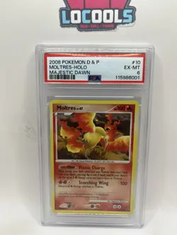 2008 Pokemon Diamond & Pearl Majestic Dawn Moltres Holo Foil Card 10 PSA 6 - Image 1