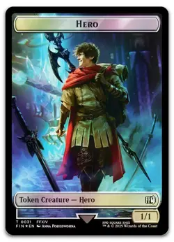 Hero (0031) // Wizard (0035) Double-Sided Token (Surge Foil) NM Final Fantasy - Image 1