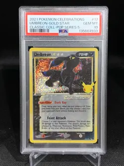 2021 Pokemon Celebrations Umbreon Gold Star 17/17 PSA 10 GEM MT - Image 1