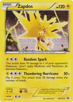 Zapdos 46/113 Holo Legendary Treasures Pokemon Card NM - Image 1