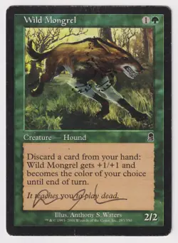 Signed Altered Wild Mongrel HP Odyssey Artist Anthony S. Waters 2001 MTG Magic! - Image 1