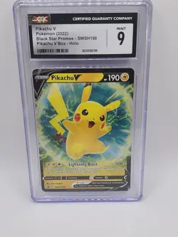 2022 POKEMON SWSH BLACK STAR PROMO 198 PIKACHU V PIKACHU V BOX Graded CGC 9 - Image 1