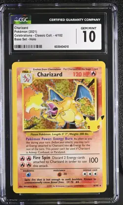 Charizard 4/102 Celebrations Classic Holo Pokemon CGC 10 Gem Mint *010 - Image 1
