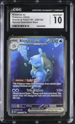 Blastoise EX 200/165 Special Illustration Rare Pokemon CGC 10 Gem Mint *092 - Image 1