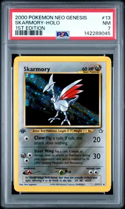 2000 Pokemon Neo Genesis 1st Edition Skarmory Holo PSA 7 #13/111 - Image 1