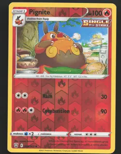 Pignite 024/163 Reverse Holo Pokemon SWSH05: Battle Styles Near Mint or Better - Image 1