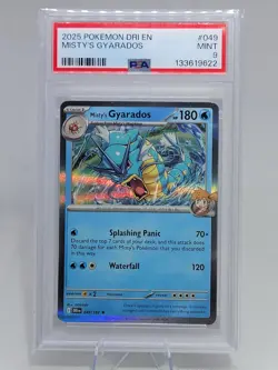 2025 POKEMON DRI EN-DESTINED RIVALS #049 MISTY'S GYARADOS PSA 9 - Image 1