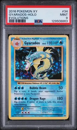 2016 Pokemon XY Evolutions Gyarados Holo Foil 34/108 - PSA 9 MINT - Image 1