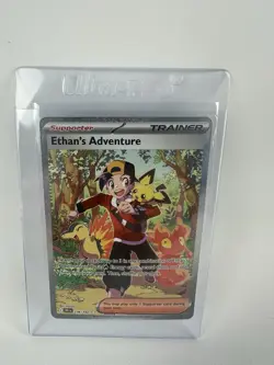 Pokemon TCG Destined Rivals Ethan's Adventure Full Art Trainer Card 236/182 Sir - Image 1