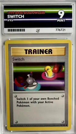 Pokemon TCG Switch Base Set Card 95/102 Shadowless Graded Ace 9 Mint - Image 1
