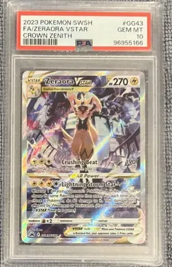 2023 Pokemon SWSH Crown Zenith #GG43 FA Zeraora VSTAR PSA 10 - Image 1