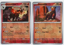 HOUNDOOM #8/64 & HOUNDOUR #7 -2 SHROUDED FABLE POKEMON CARDS -REVERSE HOLO NM/M - Image 1