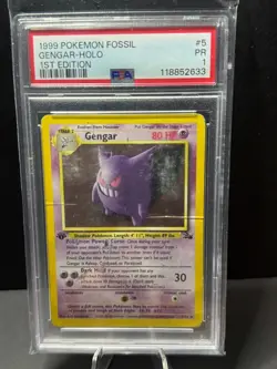 PSA 1 PR 1999 Pokemon 1st Edition Fossil Gengar Holo 5/62 Holo Foil Rare WOTC - Image 1