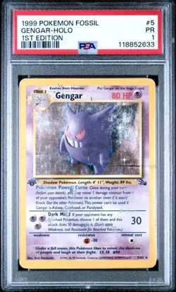 PSA 1 PR 1999 Pokemon 1st Edition Fossil Gengar Holo 5/62 Holo Foil Rare WOTC - Image 3