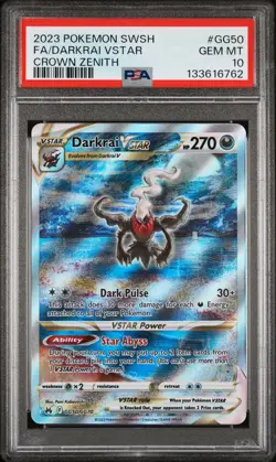 2023 POKEMON SWORD & SHIELD CROWN ZENITH #GG50 FULL ART/DARKRAI VSTAR PSA 10 - Image 1
