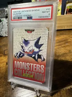 1996 Pokemon JPN Bandai Carddass Vending #93 Haunter PSA 8 - Image 2