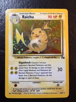 1999 Pokemon TCG Raichu Fossil Holo Rare #14/62 - Image 1