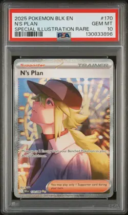 2025 POKEMON BLK EN-BLACK BOLT SPECIAL ILLUSTRATION RARE #170 N'S PLAN PSA 10 - Image 1