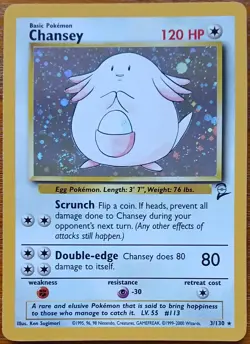 Pokemon TCG Chansey #3 Base Set 2 Near Mint Condition Holo - Image 1
