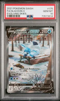 2021 POKEMON SWORD & SHIELD EVOLVING SKIES #175 GLACEON V EVOLVING SKIES PSA 10 - Image 1
