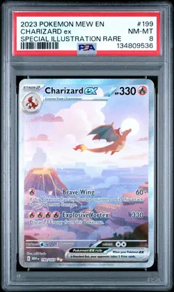 2023 POKEMON MEW EN-151 SPECIAL ILLUSTRATION RARE #199 CHARIZARD EX PSA 8 - Image 1