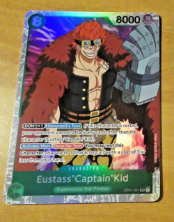 ONE PIECE ENGLISH CARD HOLO GAME CARTE EUSTASS KID OP01-051 SR JCC EN MINT - Image 1