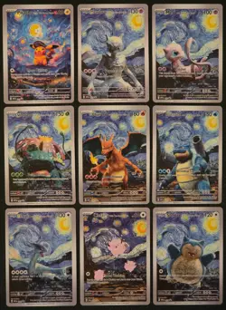 Van Gogh Starry Night 085 Complete Set of 9 ✨Custom✨ Pokemon Cards - Image 1