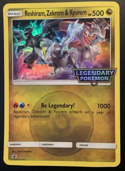 Reshiram Zekrom and Kyurem Oversized Promo Card Holo NM in Top Loader - Image 1